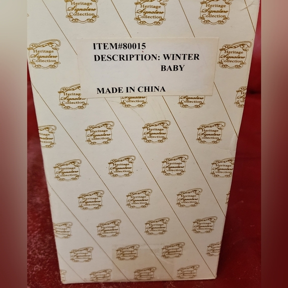 NIB HERITAGE SIGNATURE COLLECTION PORCELAIN DOLL IN SLEIGH WINTER BABY CHARITY - Picture 9 of 10